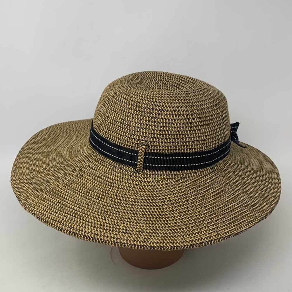 Milani tan black 100% paper wide brim sun protection hat